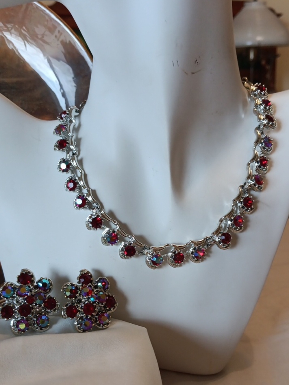 Vtg PAM Aurora Borealis Crystal Demi Parure Set